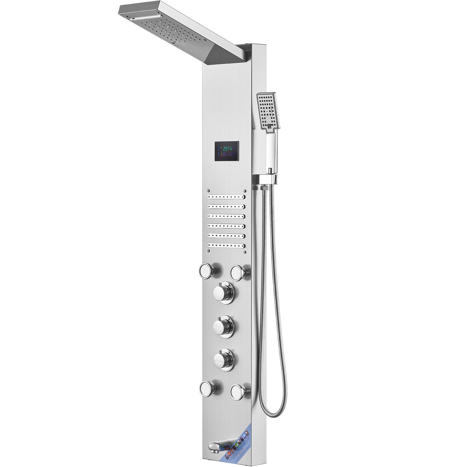 Stainless Steel Shower Panel Tower With Led Rainfall Massage_voghion.com